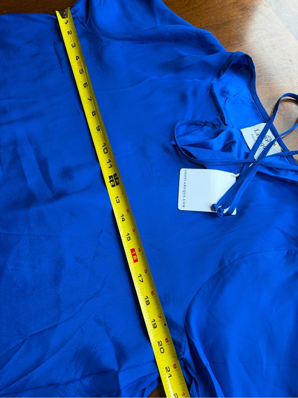 LaRoque Original | Royal Blue Ruffle Sleeve Silk Women's Blouse - Picture 8 of 10